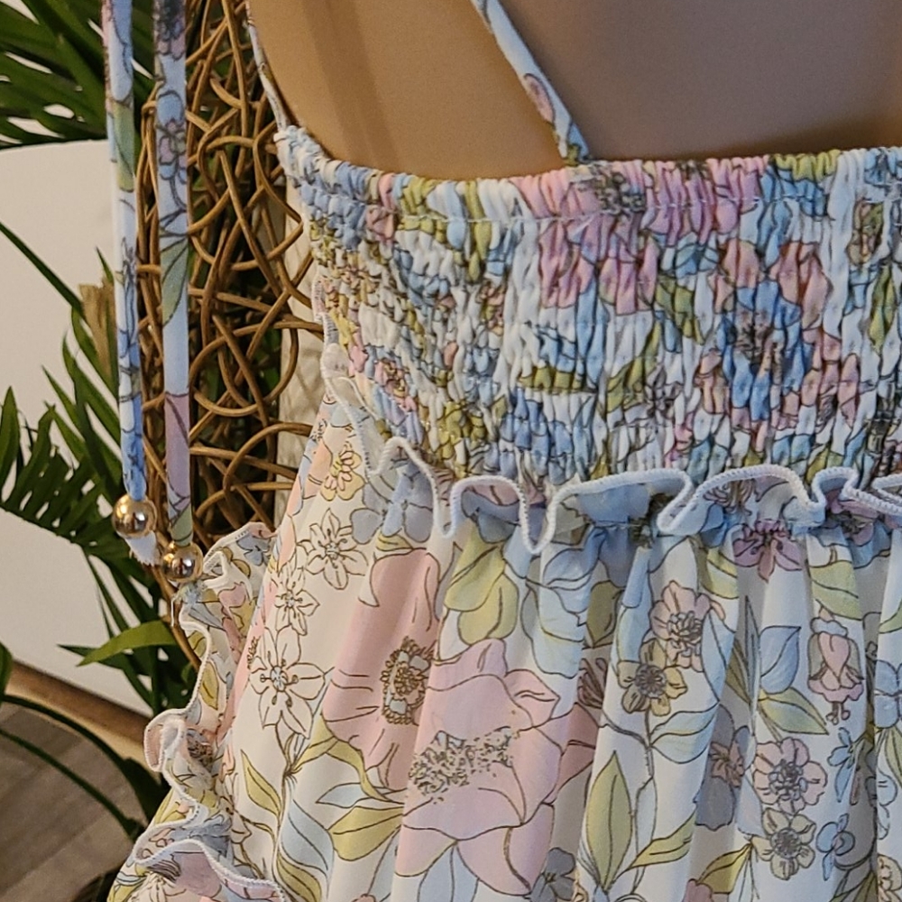 SUMMER NEW  MINI MULTI BO HO FLORAL RUFFLE  DRESS - Picture 14 of 16